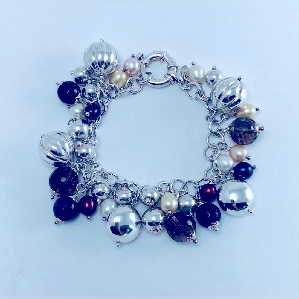🌷Arte D’ Argento Sterling Silver Multi Gemstone & Silver Beads BRACELET